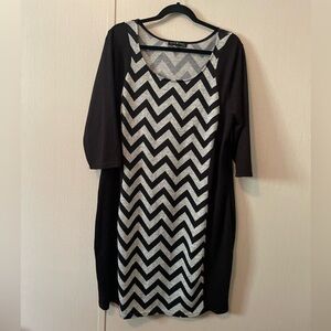 Derek Heart Black and Gray Chevron Dress